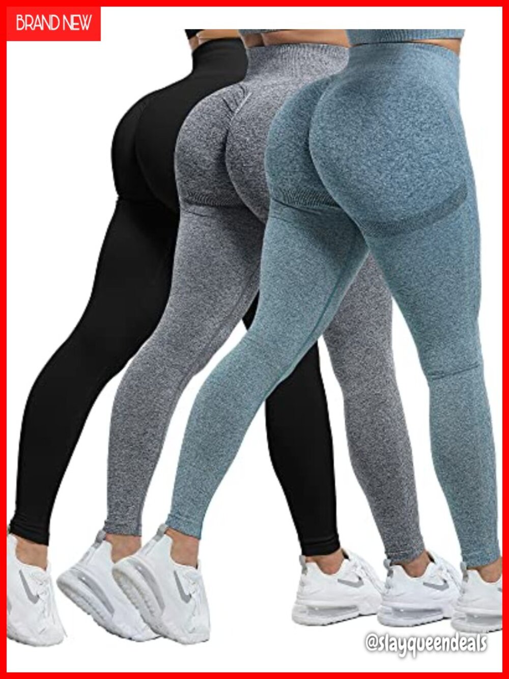 Women's High Waist Seamless Leggings Set Butt Lifting Compression 3 Piece